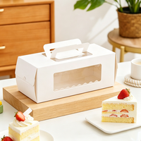 Scatola per Torte in Carta Alimentare All'Ingrosso con Manico e Finestra, Confezione Monouso per Pasticceria, per Rotoli Svizzeri e Dessert