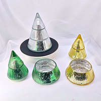 LO103 Pots à bougies en verre de 10 oz en forme de sapin de Noël, en verre mercure, décoratifs pour Noël, contenants vides pour la fabrication de bougies