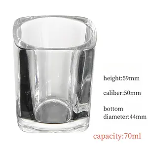 थोक फैक्टरी डायरेक्ट थिक स्क्वायर कप व्हाइट स्पिरिट ग्लास शॉट ग्लास 100 मिलीलीटर थोक