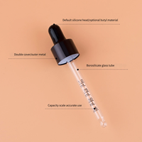 Pipette en verre à bille, blanche et noire, lisse, polie, brillante, compte-gouttes en plastique, tête en caoutchouc, bouchon à vis, accessoires pour flacon d'huile essentielle