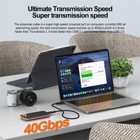 Cable USB4 Thunderbolt 4 con Cables Retorcidos de 240W y 40Gbps para Transferencia de Datos Ultrarrápida, Video 8K a 60Hz, Carcasa de Aleación de Aluminio, Compatible con Tipo-C