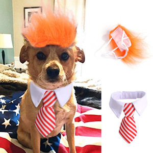 Halloween Pet <b>Dog</b> Wig Bow Tie Dress Set Funny Solid Pattern Summer/Winter Polyester and Cotton Jewelry New Arrival - Product Image 1
