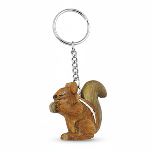 Portachiavi in legno a forma di scoiattolo, ciondolo animale in miniatura per chiavi e borse - Product Image 2