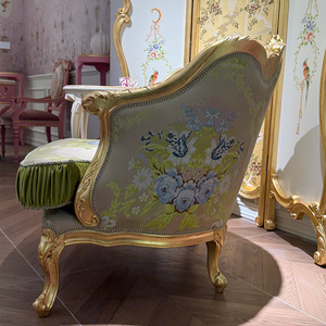 Fauteuil <span class=keywords><strong>d</strong></span>'<span class=keywords><strong>appoint</strong></span> baroque sculpté en feuille <span class=keywords><strong>d</strong></span>'or, revêtement en velours vert et tapisserie florale, chaise <span class=keywords><strong>d</strong></span>'<span class=keywords><strong>appoint</strong></span> de luxe de style français - Product Image 3