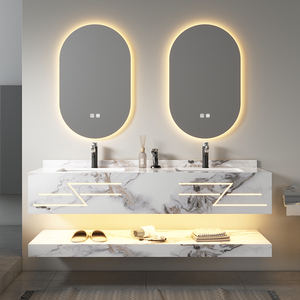 Lavabo Doble de Pared con Diseño Moderno, Lavamanos de Pizarra con Escurridor, Fácil de Limpiar, Tamaño Grande para Baño - Product Image 2