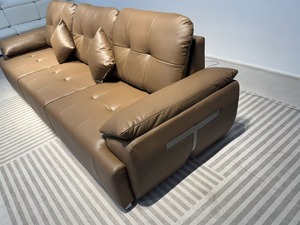 Sofá de cuero de 3 plazas con estructura de madera de lencero y patas de metal, acolchado y capitoné, color personalizado para sala de estar moderna, sofás para sala de estar - Product Image 4