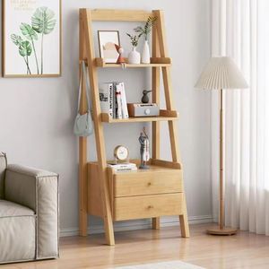 <b>Solid</b> <b>Wood</b> Multi Tier Bookshelf 3 Tier Floor Standing Storage Rack Space Saving <b>Bookcase</b> For Study Room Home Office - Product Image 2