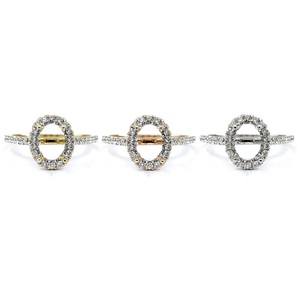 Bijoux fins en or 18 carats, bague semi-montée ovale en or blanc 18 carats avec diamants de haute qualité, cadeau pour la femme, idéal pour la fête des mères - Product Image 4