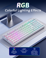 Teclado Mecánico Zornher ZH980 White Spider Web con Retroiluminación RGB para Esports y Juegos, Conectividad Tri-Modo, Personalizable