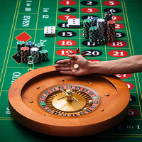 Jeu de table de fête à la maison Roue de roulette en bois de 20 pouces Roulements de précision Table tournante de roulette de casino avec boules de roulette
