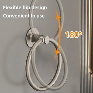 Unieke Keuken Badkamer Aluminium Wandmontage Hout Zelfklevende Houder Badkamer Handdoekrek Hanger Handdoek Ring Houders - Product Image 6