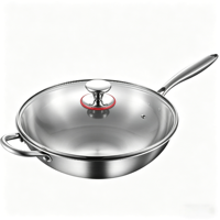 Poêle à frire FLEY en acier inoxydable triple couche sans revêtement, compatible induction, pour omelettes et steaks, vente en gros usine