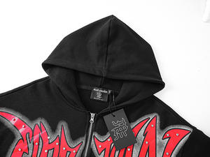 Vente flash, sweat-shirt à capuche zippé de haute qualité 100% coton, streetwear lourd, émotions mixtes, vêtements pour hommes, sweat-shirt pour hommes - Product Image 4