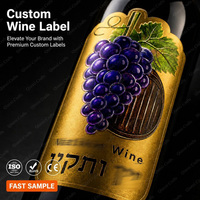 Étiquettes personnalisées de luxe en aluminium recyclé, autocollants dorés pour bouteilles de vin, étiquettes 3D en relief plaquées or, décalcomanies pour champagne