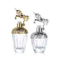 Envase de Vidrio Decorativo de Dos Tonos, 1.7oz/2.7oz, Fondo Grueso, Bomba Surlyn, Acabado Dorado, Botella de Perfumería Premium