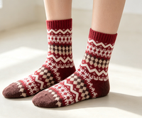 Chaussettes personnalisées en gros, motif rétro nordique, chaussettes en polaire vintage Phénix, respirantes et chaudes, chaussettes mi-mollet pour femme, pour l'hiver et le quotidien