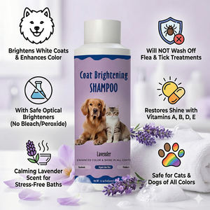 Champú Abrillantador y Blanqueador <span class=keywords><strong>para</strong></span> <span class=keywords><strong>Perros</strong></span> con Lavanda, Fórmula Natural, Venta al por Mayor, Champú <span class=keywords><strong>para</strong></span> el Cuidado del Pelaje de <span class=keywords><strong>Perros</strong></span> y Gatos - Product Image 1