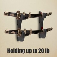 Support mural rotatif en bois et velours à 2 niveaux pour épée de samouraï, avec crochet rembourré réglable – Meilleure vente