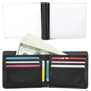 Isı basın baskı için beyaz siyah Pu deri boş cüzdan süblimasyon boşlukları cüzdan