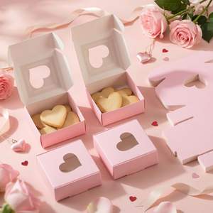 Cajas de Galletas con Forma de Corazón para el Día de San Valentín, Cajas para Regalos de Panadería con Ventana Transparente en Forma de Corazón, Cajas Pequeñas Rosadas para Regalos - Product Image 4
