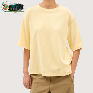 Camiseta de Algodón Holgada para Mujer, Manga Corta, Cuello Redondo, Informal, Transpirable, Suave, Cómoda, Ligera, para el Verano y Uso Diario - Product Image 1
