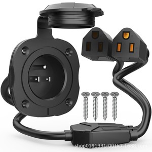 ปลั๊กไฟ AC 20A 125V แบบ Heavy Duty พร้อมอะแดปเตอร์แบบ T 5 in 1 คู่ 12AWG IP44 วัสดุ ABS - Product Image 1