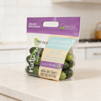 Emballage personnalisé YSH avec logo imprimé pour aliments surgelés, lait frais, fruits, légumes, résistant à l'humidité, avec trous perforés, fermeture éclair transparente en BOPP