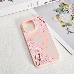 Coque magnétique de luxe en TPU pour iPhone 16 avec motif floral fleur de pêcher pour iPhone 15/<span class=keywords><strong>14</strong></span> <span class=keywords><strong>Pro</strong></span> <span class=keywords><strong>Max</strong></span>/12 <span class=keywords><strong>Pro</strong></span> - Product Image 2