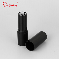 Tubes de Rouge à Lèvres Ronds Noirs Mats en Plastique de Luxe, Emballage Mini Vide pour Baume à Lèvres, Estampage à Chaud, Capacité 4,3g