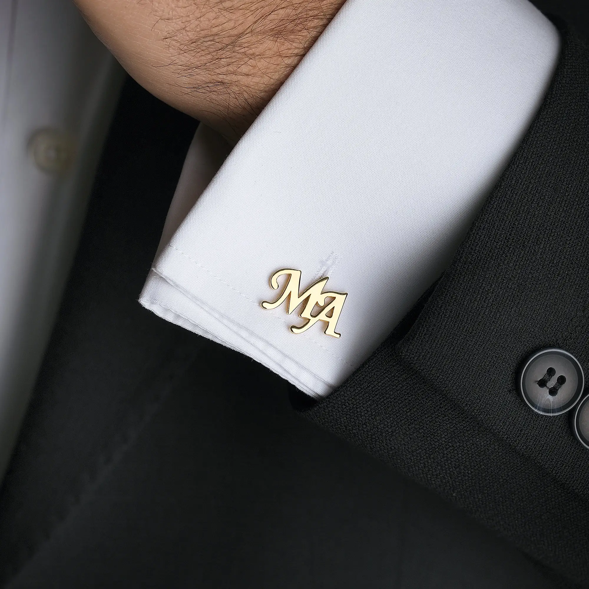 Lateefah OEM Luxury Custom Letter Men initial wedding Cufflinks Stainless Steel name groomsmen cufflinks for men