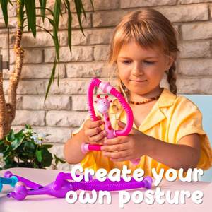 Jouet créatif et amusant en forme de girafe télescopique avec ventouse, tubes lumineux LED en plastique, jouets anti-stress - Product Image 3