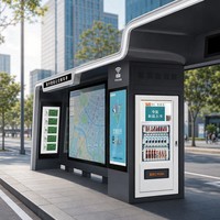 Conception moderne de station d'arrêt de bus de luxe avec écran LED interactif et sièges