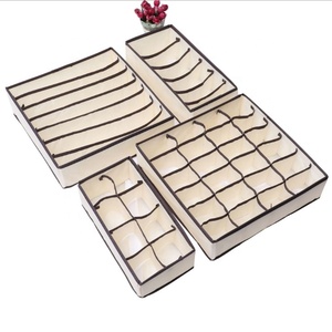 4PCS Underwear Bra Organizer <strong>Storage</strong> Box 2 Colors <strong>Beige</strong>/Rose Drawer Closet Organizers <strong>Boxes</strong> for Underwear Scarfs Socks Bra - Product Image 4