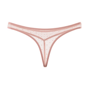 Culottes string sexy en maille à pois pour femmes, couleur unie, taille basse, sous-vêtements respirants ultra-fins transparents, lingerie OEM ODM - Product Image 1