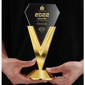 ADL altın gümüş bakır üç renk kristal cam kupa ödülleri Metal iş spor etkinlikleri kupa ödülleri ile el sanatları