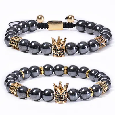 Yiwu Meise New High Quality Crown Bracelets For Women Men Elastic Energy Pulsera Homme Jewelry Natural Stone Beads Bracelets