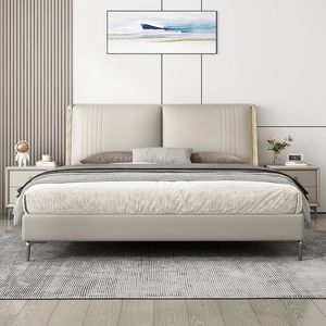 2024 populaire minimaliste cadre en bois lit queen avec matelas ensemble de meubles de chambre à coucher - Product Image 2