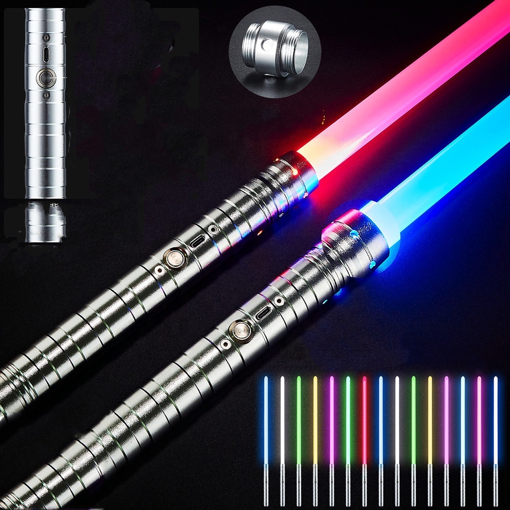Hot-selling 2-in-1 Laser Metal Sword Pixel Lightsaber with Sound Effects LED Flashing Colorful Toy for Children Ages 8-13