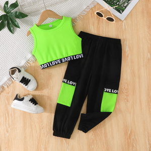 เสื้อผ้าเด็กผู้หญิง อายุ 3-7 ปี ชุดฤดูร้อน แขนกุด ผ้าเดนิมสีพื้น ระบายอากาศดี แฟชั่น ชุดลำลองสองชิ้น - Product Image 1