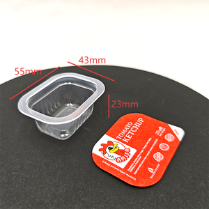 Envases Cuadrados Transparentes de Plástico de 25ml, 30ml y 40ml <span class=keywords><strong>con</strong></span> Tapa de Aluminio para Salsas, Vasos de Plástico para Salsa de Tomate y <span class=keywords><strong>Ketchup</strong></span> - Product Image 2