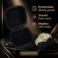 Pochette de montre EVA étanche en cuir noir personnalisée pochette de montre coque dure mini boîtier de montre de voyage en EVA avec oreiller