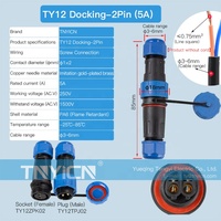 Connexion à vis sans soudure TY12 Docking 2Pin 5A IP68 Led Strip Straight Outdoor Male Female Power Plug Connecteur étanche