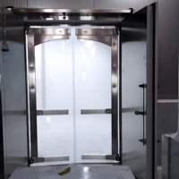 Porte de circulation à double battant en PVC transparent pour usine de transformation alimentaire et accès aux chambres froides
