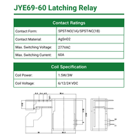 Relais à verrouillage DaoHeng E69 CQC TUV RoHS 60A JYE69-60-1AT-L1-260-DC6V 277VAC 15180VA, compteur de puissance, système d'alimentation, interrupteur combiné