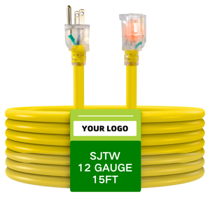 Cable de extensión <span class=keywords><strong>para</strong></span> exteriores de calibre 12 de 25 pies Cable de alimentación amarillo con extremo iluminado LED de 12/3 AWG <span class=keywords><strong>para</strong></span> uso en festivales de campamento al aire libre - Product Image 1