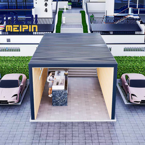 Aluminum alloy hotel <strong>porch</strong> pavilion, aluminum plate long corridor, simple <strong>wood</strong> grain landscape <strong>canopy</strong>, sunshade - Product Image 4
