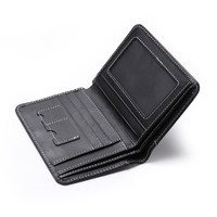 Dompet Pendek Pria Kulit Asli yang Modis dengan Desain Portabel dan Penutup Terbuka