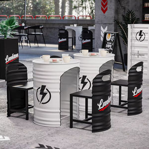 New Model <strong>Industrial</strong> Oil Drum Metal <strong>Design</strong> Restaurant Furniture High bar Table and Chairs High <strong>Top</strong> bar Tables and Tall Chair - Product Image 1