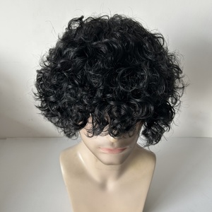 ขายส่งขนาด 12x14 นิ้ว # วิกผมชายแบบใสสีดำสนิท  ด้านหน้าเป็นลูกไม้โปร่งใส  รอบด้านเป็นโพลีสกิน  <span class=keywords><strong>ผม</strong></span>แท้บริสุทธิ์  สำหรับใช้ในชีวิตประจำวัน  แบบผมหยิก - Product Image 4