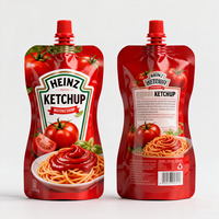 Sachet souple personnalisé pour sauce, thermoscellable, stérilisable, avec bec verseur, pour pâte et ketchup tomate